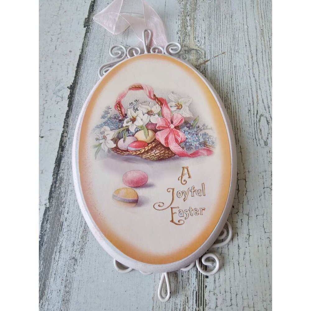 Victorian‎ style Easter sign spring egg basket vintage